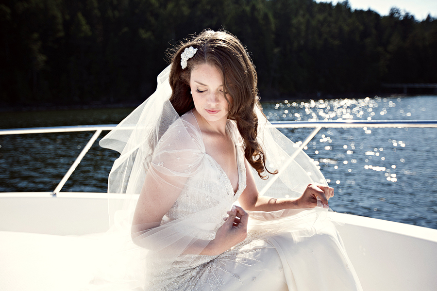 Julia went to the ceremony location by boat.  The water sparkled and the wind blew softly.