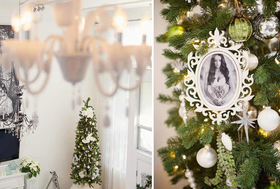 We decided to decorate the studio this year.  I like putting photographs on the tree- next year I think I'll go crazy with that. It would be so fun to see all of our brides and grooms up there from 15 years of weddings... how could I do this?  Must think on theses things...